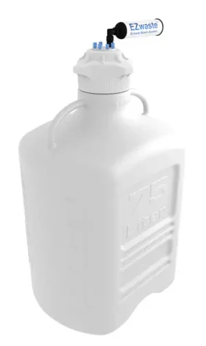 EZwaste® XL HPLC Solvent Waste System, 75 L HDPE Reusable Carboy, 120 mm VersaCap with Six (6x) Ports for 1/8 Inch, O.D. Tubing; & Filter, 1/EA