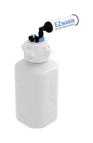 EZwaste® HPLC Solvent Waste System, 4 L HDPE Heavy Duty Reusable Bottle, 83 mm (83B) VersaCap with Four (4x) Ports for 1/8 Inch O.D. Tubing; Four (4x) Ports for 1/4 Inch O.D. Tubing, 1/EA