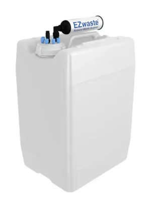 EZwaste® HPLC Solvent Waste System, 20 L (5 Gal) UN/DOT-Rated Disposable Container, 70 mm VersaCap with Six (6x) Ports for 1/8 Inch O.D. Tubing; One (1x) Hose Barb Port for 1/4 or 3/8 Inch I.D. Tubing, & Filter, 1/EA