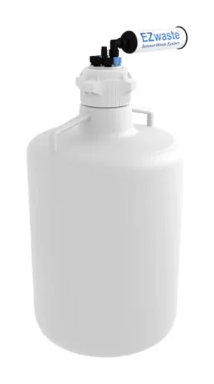 EZwaste® HPLC Solvent Waste System, 20 L Heavy Duty Round Carboy, 83 mm (83B) VersaCap with Four (4x) Ports for 1/8 Inch O.D. Tubing, Three (3x) Ports for 1/4 Inch O.D. Tubing One (1x) HB & Filter, 1/EA