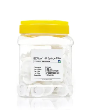 EZFlow® Non-Sterile Polypropylene (PP) Syringe Filters, 0.22 µm Pore Size Membrane for Prefiltration and Sample Prep, 25 mm, 100/PK