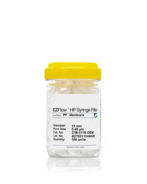 EZFlow® Non-Sterile Polypropylene (PP) Syringe Filters, 0.45 µm Pore Size Membrane for Prefiltration and Sample Prep, 13 mm, 100/PK