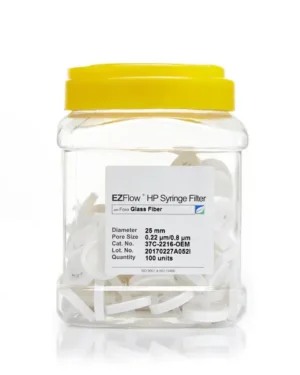 EZFlow® Non-Sterile Glass Fiber (GF) Syringe Filters, 0.22 µm Pore Size Membrane for Prefiltration and Sample Prep, 25 mm, 100/PK