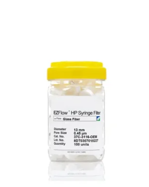 EZFlow® Non-Sterile Glass Fiber (GF) Syringe Filters, 0.45 µm Pore Size Membrane for Prefiltration and Sample Prep, 13 mm, 100/PK