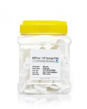 EZFlow® Non-Sterile High Particulate Syringe Filter, 0.45 µm Hydrophilic PVDF w/ Glass Fiber Prefilter, 25 mm, 100/PK