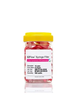 EZFlow® Non-Sterile Hydrophobic PTFE Syringe Filters, 0.22 µm Pore Size Membrane for Prefiltration and Sample Prep, 13 mm, 100/PK