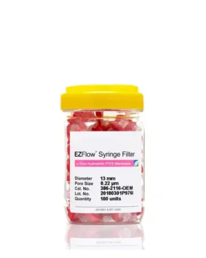 EZFlow® Non-Sterile Hydrophilic PTFE Syringe Filters, 0.22 µm Pore Size Membrane for Prefiltration and Sample Prep, 13 mm, 100/PK