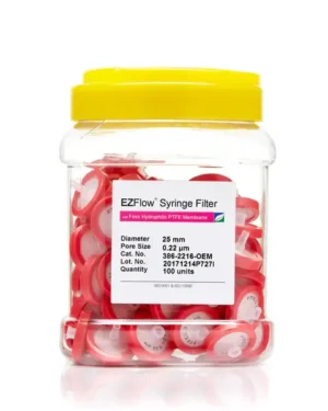 EZFlow® Non-Sterile Hydrophilic PTFE Syringe Filters, 0.22 µm Pore Size Membrane for Prefiltration and Sample Prep, 25 mm, 100/PK