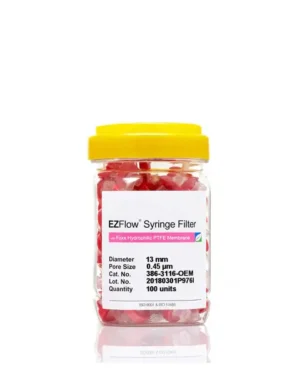 EZFlow® Non-Sterile Hydrophilic PTFE Syringe Filters, 0.45 µm Pore Size Membrane for Prefiltration and Sample Prep, 13 mm, 100/PK