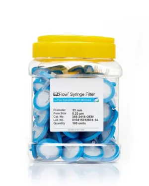 EZFlow® Non-Sterile Hydrophilic PVDF Syringe Filters, 0.22 µm Pore Size Membrane for Prefiltration and Sample Prep, 33 mm, 100/PK