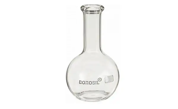 Borosil® Flat Bottom Boiling Flask with Short Neck and Interchangeable Joint (19/26), 100 mL, 5/CS