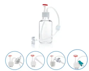 EZBio® Single Use Media Bottle Assembly, 500 mL Sterilized PETG Bottles for Aseptic Sampling and Sterile Storage, 38-430 mm VersaCap with Vent and Dip Tube, 10/CS