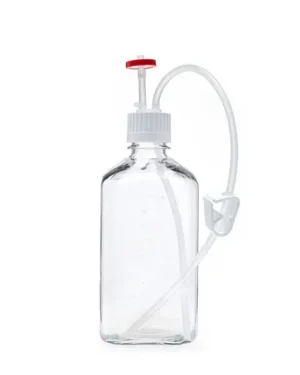 EZBio® Single Use Media Bottle Assembly, 1000 mL (1 L) Sterilized PETG Bottles for Aseptic Sampling and Sterile Storage, 38-430 mm VersaCap with Vent and Dip Tube, 10/CS