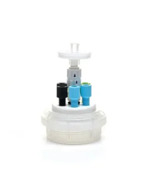 ChromCap™ 300 HPLC Solvent Reservoir VersaCap® GL45 System with Class VI PTFE Adapter & Safety Air Inlet Valve, Cap-Only, Four (4x) Ports 3.2 mm (1/8") or 1.6 mm (1/16") OD Tubing , 1/EA