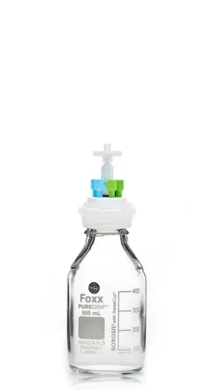 ChromCap™ 300 Universal HPLC Solvent Reservoir System with VersaCap® GL45 and 500 mL Clr. Glass Reagent Bottle, Class VI PTFE Adapter & Safety Air Inlet Valve, Six (6x) Ports- OD Tubing 3.2mm (1/8") or 1.6 mm (1/16"), 1/EA