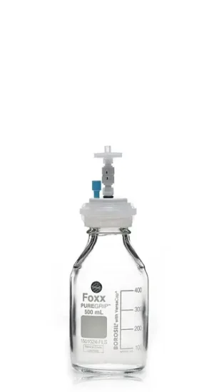 ChromCap™ 300 HPLC Solvent Reservoir System with VersaCap® GL45 and 500 mL Clr. Glass Reagent Bottle, Class VI PTFE Adapter & Safety Air Inlet Valve, One (1x) Ports- OD Tubing 3.2mm (1/8") or 1.6 mm (1/16"), 1/EA