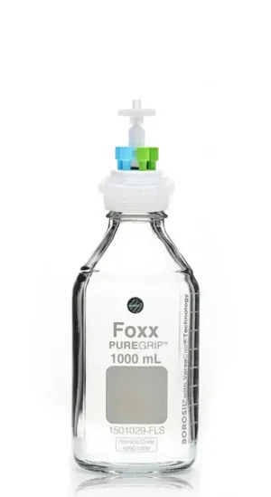 ChromCap™ 300 Universal HPLC Solvent Reservoir System with VersaCap® GL45 and 1 L (1,000 mL) Clr. Glass Reagent Bottle, Class VI PTFE Adapter & Safety Air Inlet Valve, Six (6x) Ports- OD Tubing 3.2mm (1/8") or 1.6 mm (1/16"), 1/EA