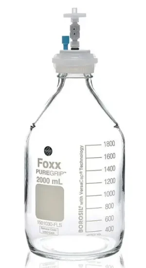 ChromCap™ 300 HPLC Solvent Reservoir System with VersaCap® GL45 and 2 L (2,000 mL) Clr. Glass Reagent Bottle, Class VI PTFE Adapter & Safety Air Inlet Valve, One (1x) Ports- OD Tubing 3.2mm (1/8") or 1.6 mm (1/16"), 1/EA