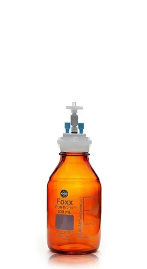 ChromCap™ 300 HPLC Solvent Reservoir System with VersaCap® GL45 and 500 mL Amber Glass Reagent Bottle, Class VI PTFE Adapter & Safety Air Inlet Valve, Two (2x) Ports- OD Tubing 3.2mm (1/8") or 1.6 mm (1/16"), 1/EA