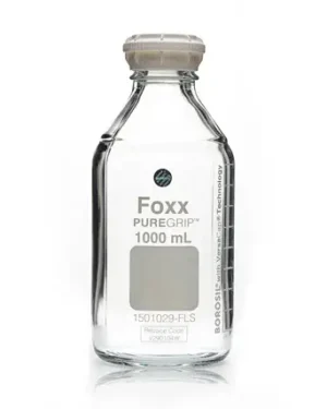 PUREGRIP® Rhino Safety Coated Glass Bottles, Clear, 1000mL, with GL45 VersaCap