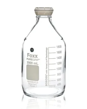 PUREGRIP® Rhino Safety Coated Glass Bottles, Clear, 2000mL, with GL45 VersaCap