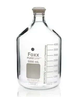 PUREGRIP® Rhino Safety Coated Glass Bottles, Clear, 5L, with GL45 VersaCap