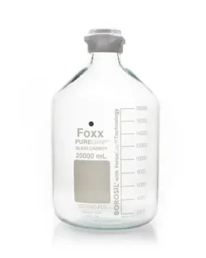 PUREGRIP® Rhino Safety Coated Glass Carboy, Clear, 20L, with 83B VersaCap