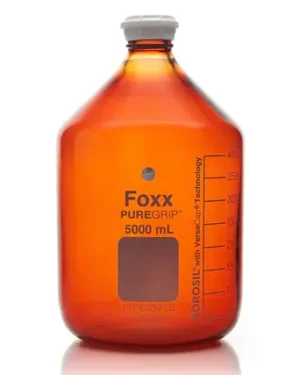 PUREGRIP® Rhino Safety Coated Glass Bottles, Amber, 5L, with GL45 VersaCap
