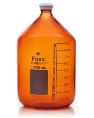 PUREGRIP® Rhino Safety Coated Glass Bottles, Amber, 10L, with GL45 VersaCap