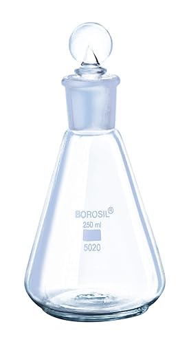 Borosil® Narrow Mouth Erlenmeyer Conical Flasks with Interchangeable Glass Stopper 29/32, 2 L (2,000 mL), 10/CS