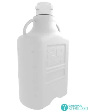 EZBio® 20 L (5 Gal) Gamma Sterilized Double Bagged HDPE Space Saving Carboy with 83 mm (83B) VersaCap® and 26.5 L Max Capacity, Large Pinched Handles, 1/EA