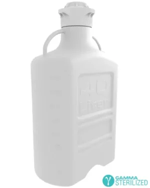 EZBio® 40 L (10 Gal) Gamma Sterilized Double Bagged HDPE Space Saving Carboy with Wide Mouth 120 mm VersaCap® and 50 L Max Capacity, Large Pinched Handles DFS Item, 1/EA