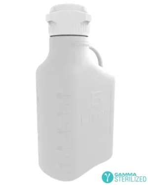 EZBio® 5 L (1 Gal) Gamma Sterilized Double Bagged Autoclavable Polypropylene (PP) Space Saving Carboy with 83 mm (83B) VersaCap® and 6.9L Max Capacity, Large Pinched Handles, 1/EA