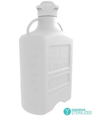 EZBio® 40 L (10 Gal) Gamma Sterilized Double Bagged Autoclavable Polypropylene (PP) Space Saving Carboy with Wide Mouth 120 mm VersaCap® and 50 L Max Capacity, Large Pinched Handles, 1/EA