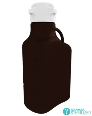EZBio® 5 L (1 Gal) Gamma Sterilized Double Bagged Autoclavable Light Blocking Dark Amber Polypropylene (PP) Space Saving Carboy with 83 mm (83B) VersaCap® and 6.9L Max Capacity, Large Pinched Handles, 1/EA