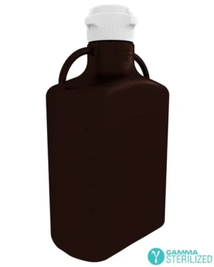 EZBio® 10 L (2.5 Gal) Gamma Sterilized Double Bagged Autoclavable Light Blocking Dark Amber Polypropylene (PP) Space Saving Carboy with 83 mm (83B) VersaCap® and 13 L Max Capacity, Large Pinched Handles, 1/EA