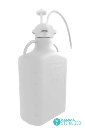 EZBio® Single Use Carboy Assembly, 10 L (2.5 Gal) Gamma Sterilized HDPE Carboy for Aseptic Transfer and Sterile Storage with VersaCap 83B (83 mm), Vent and 1/4 in ID TPE Dip Tube, 1/EA