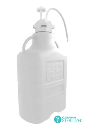 EZBio® Single Use Carboy Assembly, 20 L (5Gal) Gamma Sterilized Polypropylene (PP) Carboy for Aseptic Transfer and Sterile Storage with VersaCap 83B (83 mm), Vent and 1/4 in ID TPE Dip Tube, 1/EA