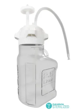 EZBio® Single Use Carboy Assembly, 2.5 L (0.5 Gal) Gamma Sterilized PETG Carboy for Aseptic Transfer and Sterile Storage with VersaCap 83B (83 mm), Vent and 1/4 in ID TPE Dip Tube, 1/EA