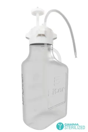 EZBio® Single Use Carboy Assembly, 5 L (1 Gal) Gamma Sterilized PETG Carboy for Aseptic Transfer and Sterile Storage with VersaCap 83B (83 mm), Vent and 1/4 in ID TPE Dip Tube, 1/EA