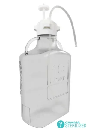 EZBio® Single Use Carboy Assembly, 10 L (2.5 Gal) Gamma Sterilized Polycarbonate (PC) Carboy for Aseptic Transfer and Sterile Storage with VersaCap 83B (83 mm), Vent and 1/4 in ID TPE Dip Tube, 1/EA