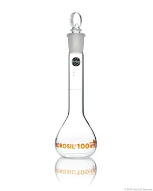 Borosil® Wide Mouth Class A Volumetric Flasks with Interchangeable Solid Glass  Pennyhead Stopper (19/26), Batch Certificate, 100 mL, 10/CS