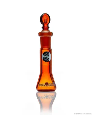 Borosil® Amber Light-Blocking Wide Mouth Class A Volumetric Flasks with Glass Pennyhead Stopper (10/19), Batch Certificate, 5 mL, 5/CS