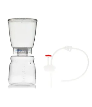 EZBio®pure Feed Systems, 1L Bottle Top Filter, 0.10µm Membrane, PP Natural GL45 VersaCap®  w/ adapter 2x 1/8 HB w/ diptube, EZBio® TPE Tubing, Plug and Vented,  4/CS
