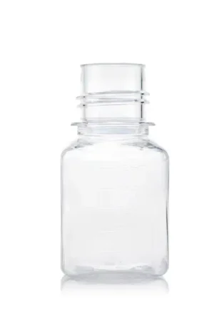 EZBio® Titanium Square, Polyethylene Terephthalate Glycol (PETG) Media Bottles, Non-Sterile Storage Bottles, 38-430 mm Neck, 125mL, No Cap, 96/CS