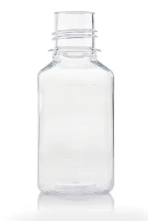 EZBio® Titanium Square, Polyethylene Terephthalate Glycol (PETG) Media Bottles, Non-Sterile Storage Bottles, 38-430 mm Neck, 250mL, No Cap, 60/CS