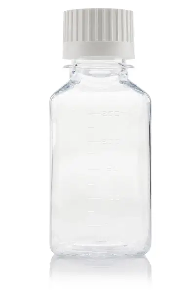 EZBio® Titanium Square, Polyethylene Terephthalate Glycol (PETG) Media Bottles, Sterile Storage Bottles, 38-430 mm VersaCap, 250mL, 60/CS