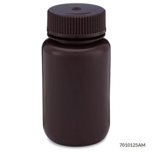 Bottle, Amber Wide Mouth, Round, HDPE, 125mL