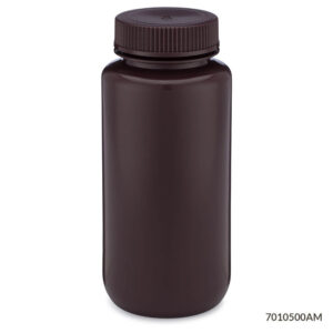 Bottle, Amber Wide Mouth, Round, HDPE, 500mL