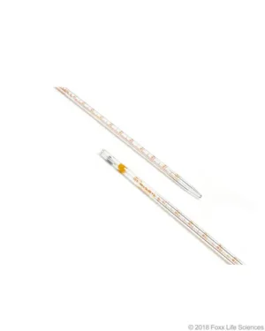 Borosil® Reusable Class A Mohr (Measuring) Pipettes (Pipets) with Permanent Amber Graduations and Individual Serial Numbers, Batch Certificate, 1 mL (0.01 mL Intervals), 10/CS